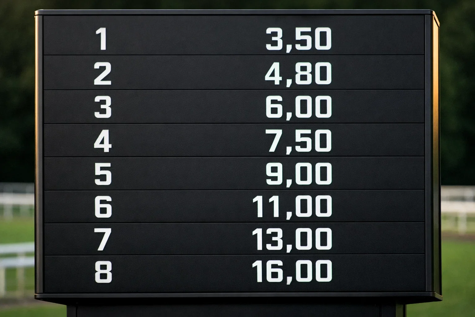Decimale odds en implied probability op een wedformulier voor paardenraces